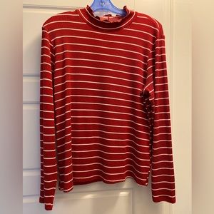 Maurices red & white striped mock neck, size XXL